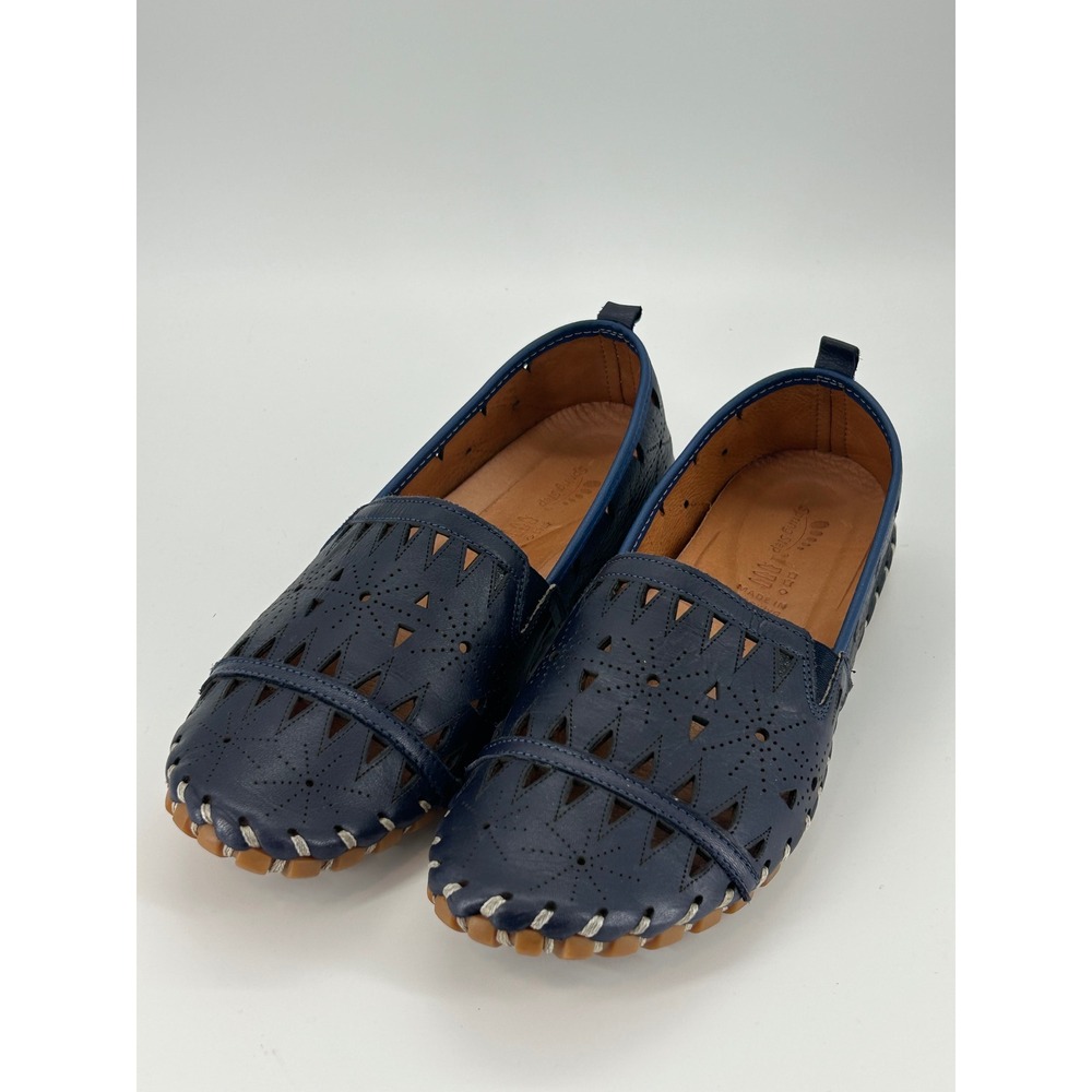 Spring Step Women's Blue Leather Cutout Slip On Comfort Shoes EU 41 US 10